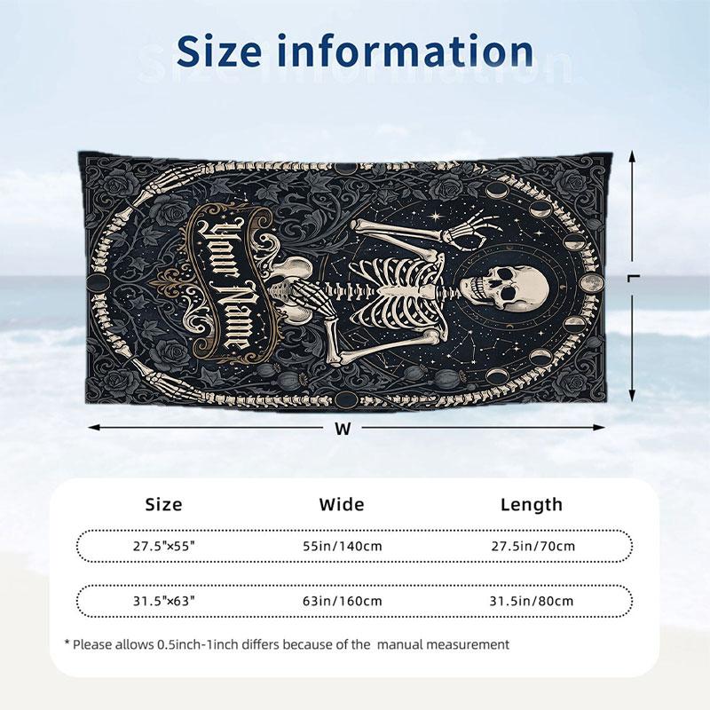Ethereal Owl Dreamscape Theme Quick Dry Beach Towel Custom Name Text Print Large Sand Resistant Towel Beach Vacation