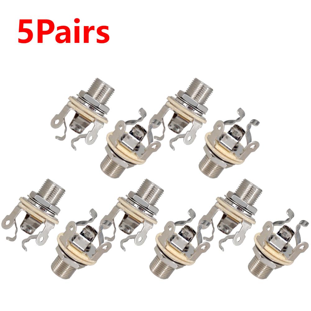 1-5Pairs Guitar Pickup 1/4 Inch 6.35Mm Output Jack Guitar Stereo Socket Parts Guitar Mono Jack Socket for Electric Guitar Bass