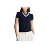 Polo Ralph Lauren Striped V-Neck Pullover Knit Top Women tops Navy-Blue 211935320-001