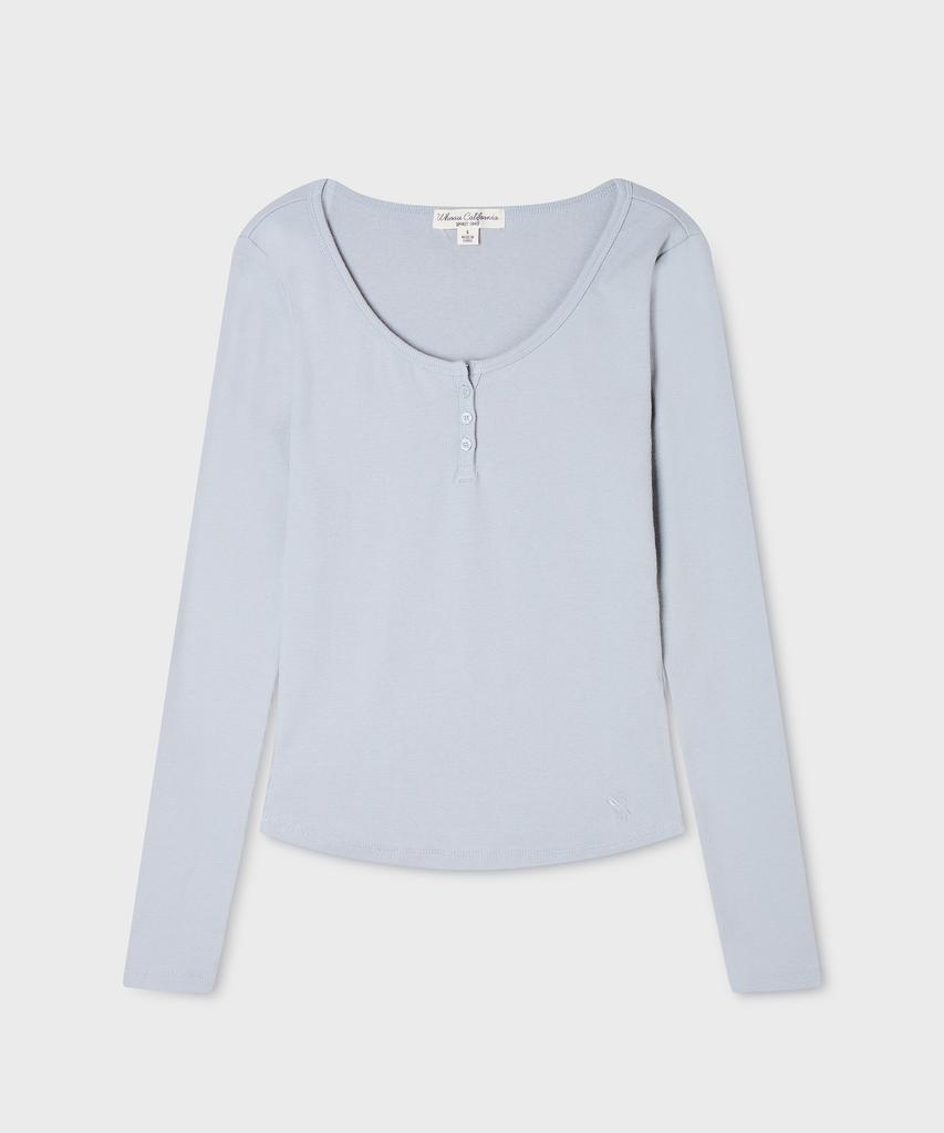 WHO.A.U Ribbed Henryneck Long Sleeve T-Shirt(F) / Whlag3812F