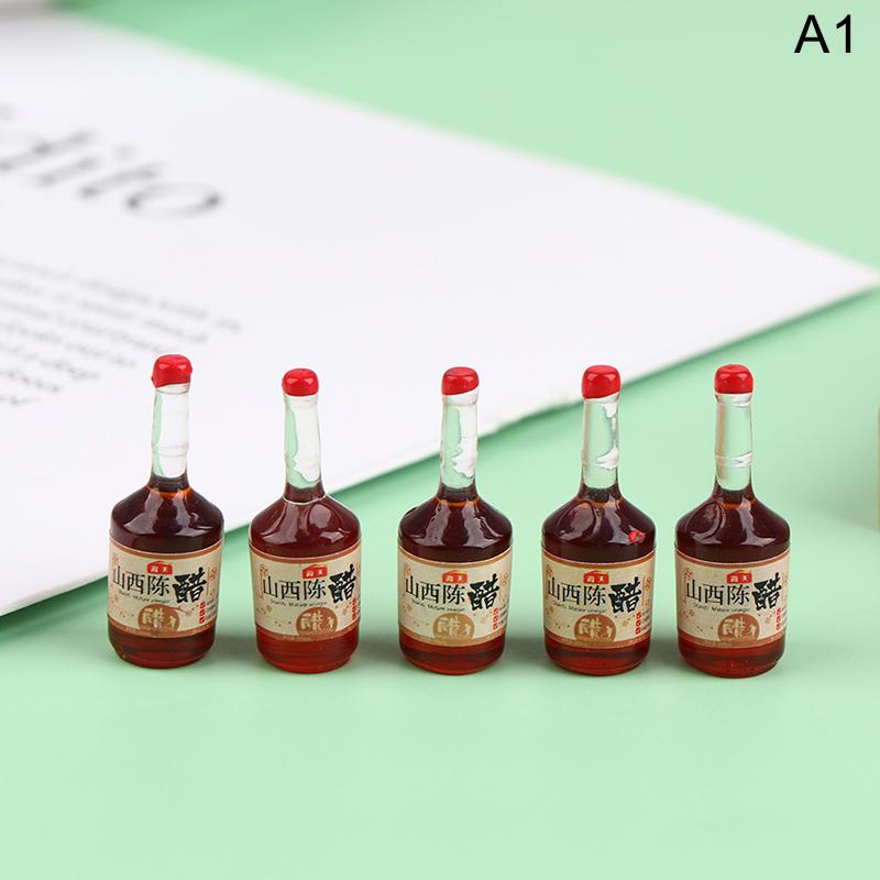 5Pcs Miniature Dollhouse Kitchen Condiment Oil Vinegar Soy Sauce Detergent Model For Dollhouse Accessories Decoration