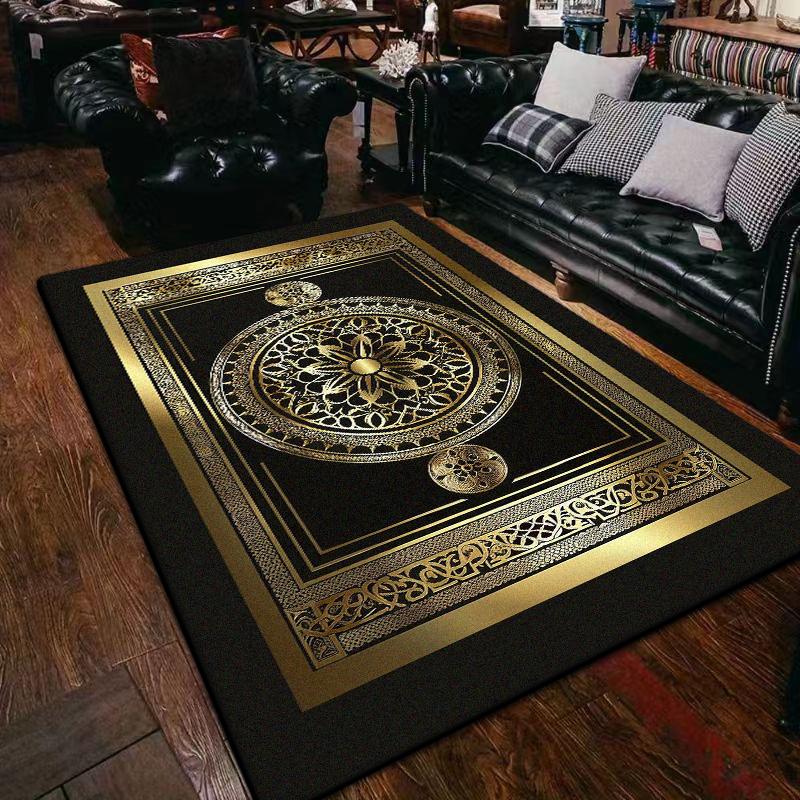 Senior Golden Border Home Decoration Luxury Living Room Rugs Soft Flannel Coffee Tables Mat Easy Clean Non-slip Carpet for Rooms