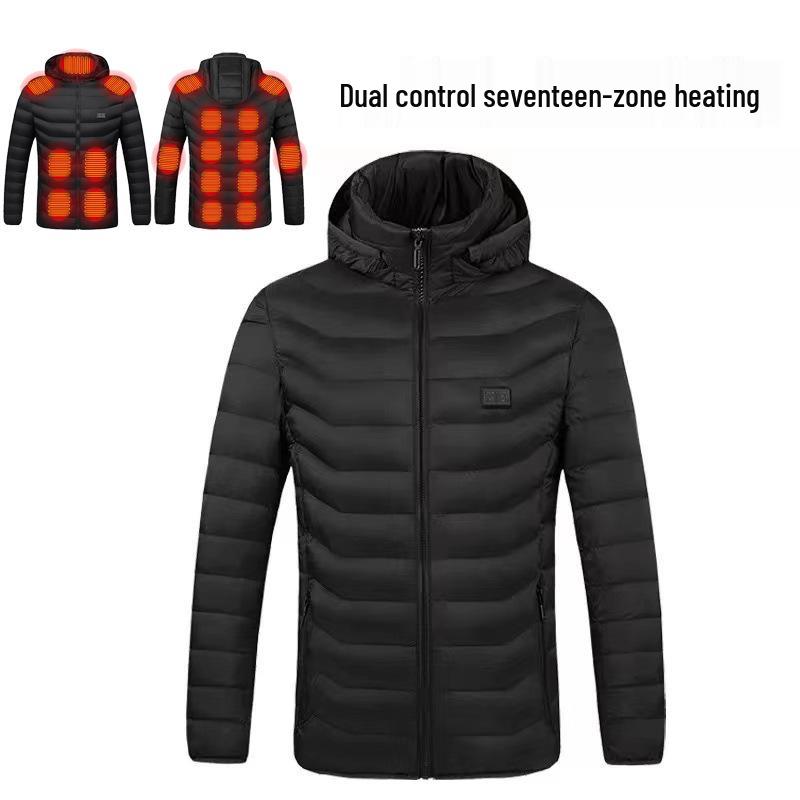 Men's Dual-Control USB Heated Cotton Coat with Nine-Zone Electric Heating