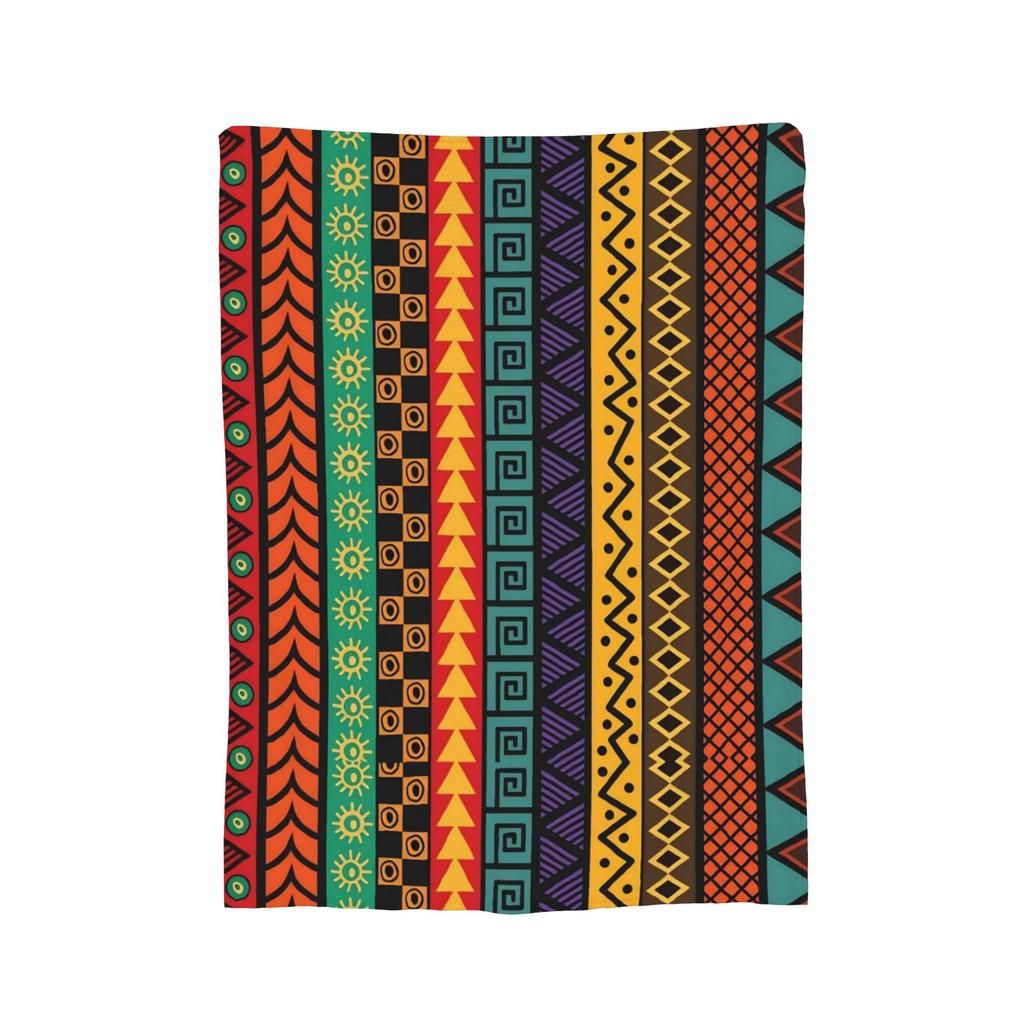 Traditional Ethnic Tribal Pattern Fleece Throw Blanket Kizomba Blankets for Home Travel Ultra-Soft Bedroom Quilt,