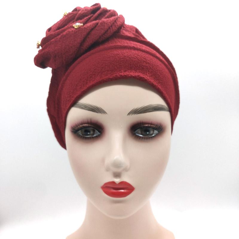 Women's Muslim Hot Rhinestone Pan Flower Hat Side Pan Flower Head Hat