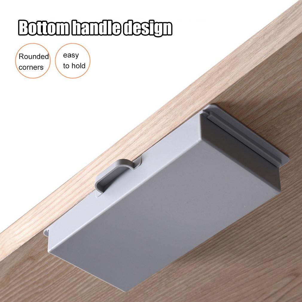Self-Adhesive Hidden Storage Box Under the Table Makeup Organizer Under Desk Storage Drawer Organizer Box Stationery Storage