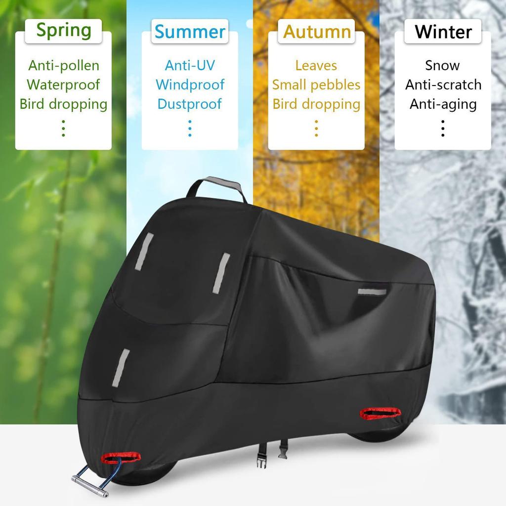 210D Motorcycle Cover: Rainproof, Sunproof, Dustproof, Thickened Oxford Cloth with Anti-Theft Buckle