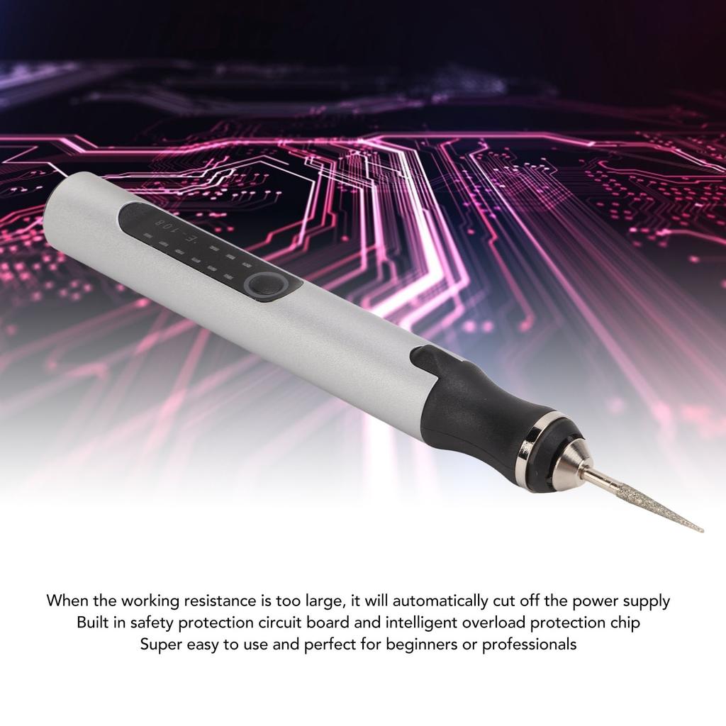 08 Electric Engraving Pen, Rechargeable Cordless Engraver with 4.Lithium Battery, Lightweight Aluminum Alloy Ergonomic Grip, for Jewelry Glass W