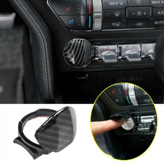 Carbon Fiber Engine Start Stop Button Switch Cover Trim For Ford Mustang 15-2021