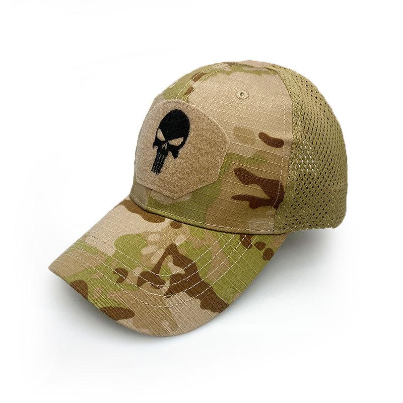 Tactical Mesh Back Baseball Cap with Adjustable Strap Military Style Durable Fabric and Embroidered Patch Front Panel for Outdoor Activities