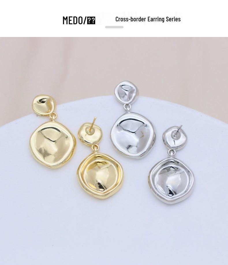 Minimalistische S925 Silberstift Geometrische Ohrstecker, Poliertes Gold, Modischer Luxus, Grenzüberschreitend Heißverkaufender Ohrschmuck.