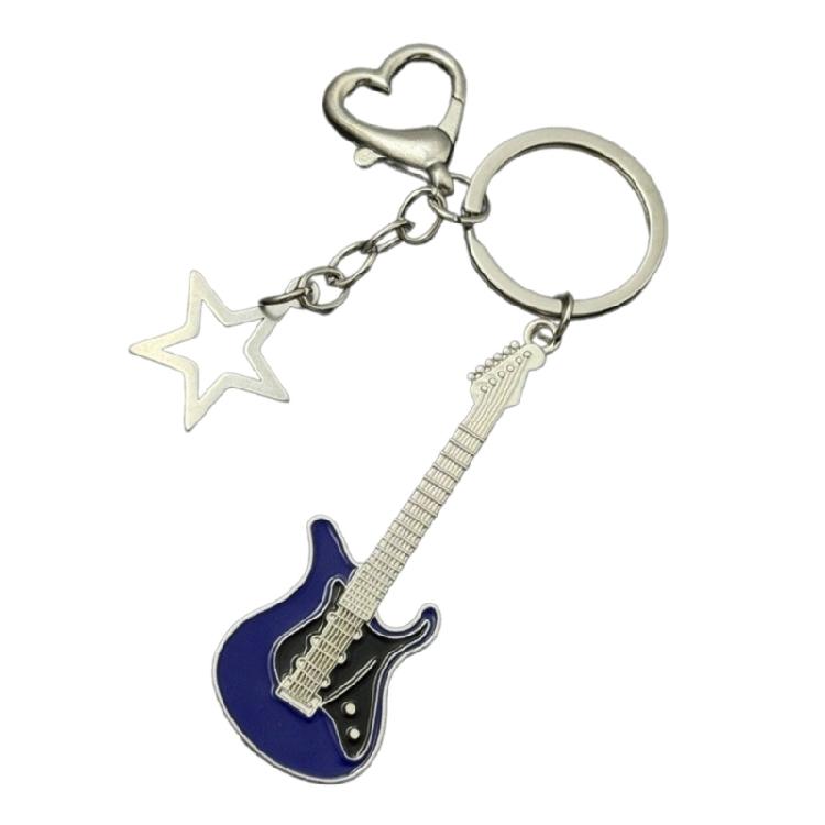 Fashion Star Guitar Keychain Decorations Simple Car Keyring Hanging Ornament