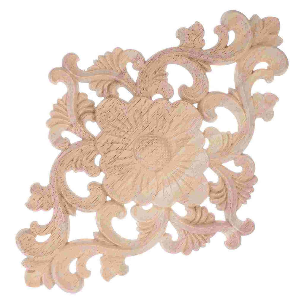Carved Onlay Wood Applique Decoration Ornaments for Crafts Unpainted Frames The Flowers