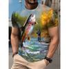 3D Trout Fishing Print T-Shirt For Men Fisherman River Scene Short Sleeve Tshirts Outdoor Hunting Casual Tee Shirt Top