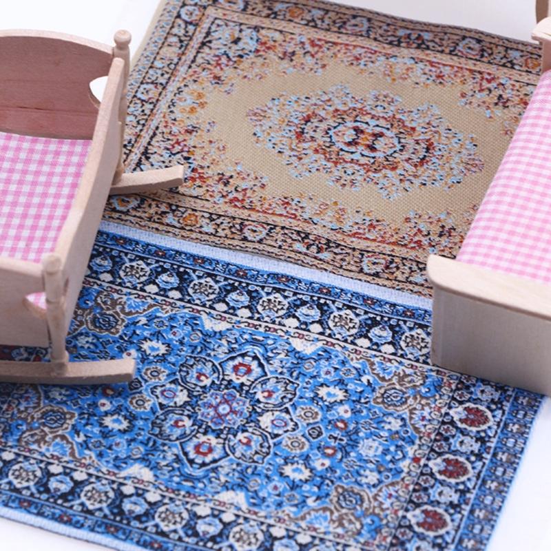 Friendly Doll House Floor Mat Turkish Style Miniature Carpet Easy To Clean Soft Fabric For Childrens Room Decoration