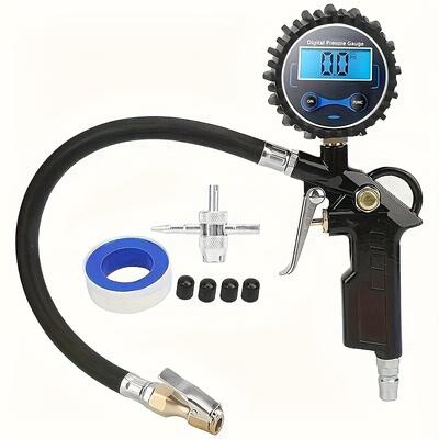 Precision Digital Tire Pressure Gauge 250 PSI Air Chuck, with Built-in Inflator - High Accuracy, Portable, LED Backlit Display for Safe Nighttime Use
