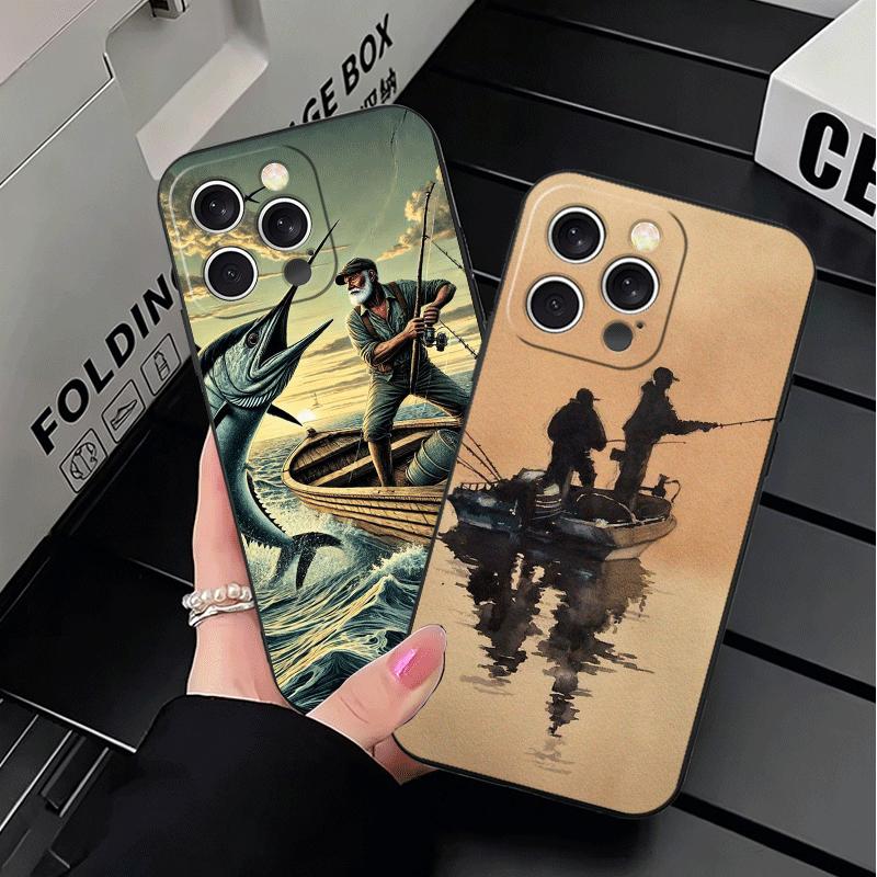 Hunting Fishing Man Soft Phone Case for iPhone 16 16E 17 Air 15 Pro Max 14 Plus 13 Mini 11 12 7 Black Cover Back Shell