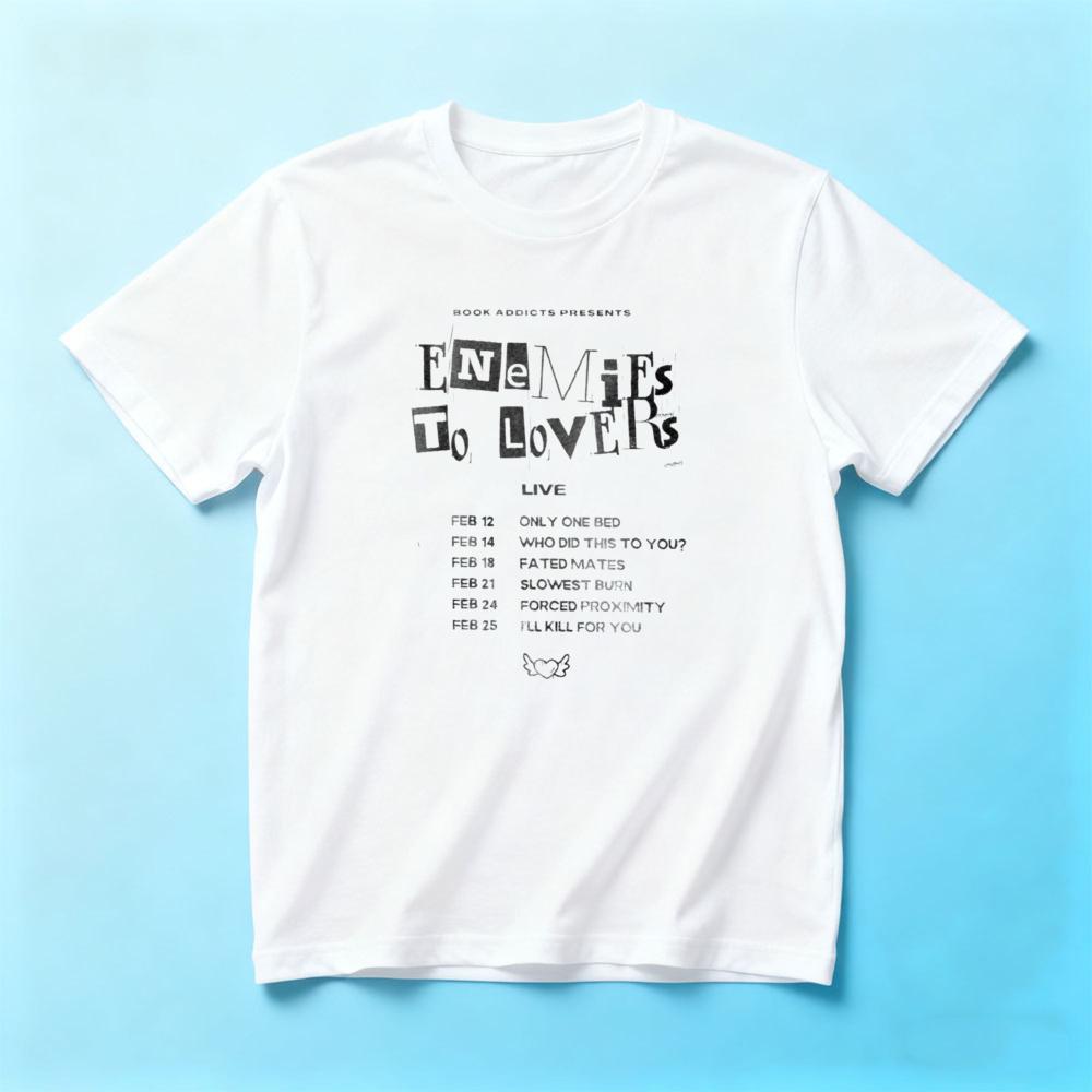 Enemies To Lovers Book Trope Tour Schedule SummerunisexCotton T-Shirt Ransom Note Text Bookish Reader Casual Short Sleeve Apparel