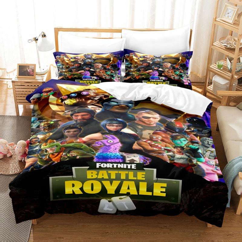 Comforter Fortnite Bedding Suit 3D Printed Bedroom Bed Bedclothes 2/3Pcs Anime Cartoon Room Decoration Kids Xmas Gift