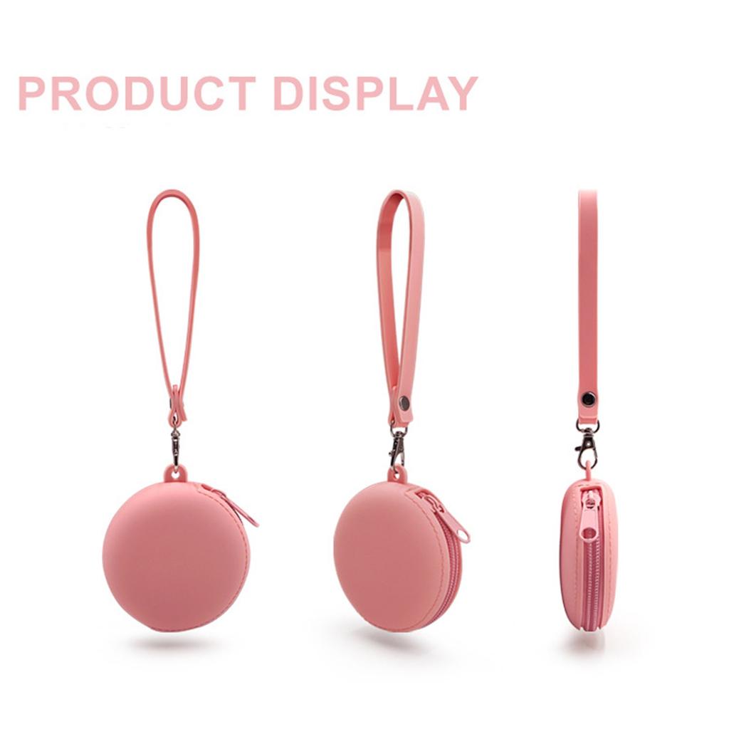 Rund Silikon Myntpung Øretelefonveske Tegneserie Barn Liten Lommebok Silikonveske Bærbar Oppbevaringspose