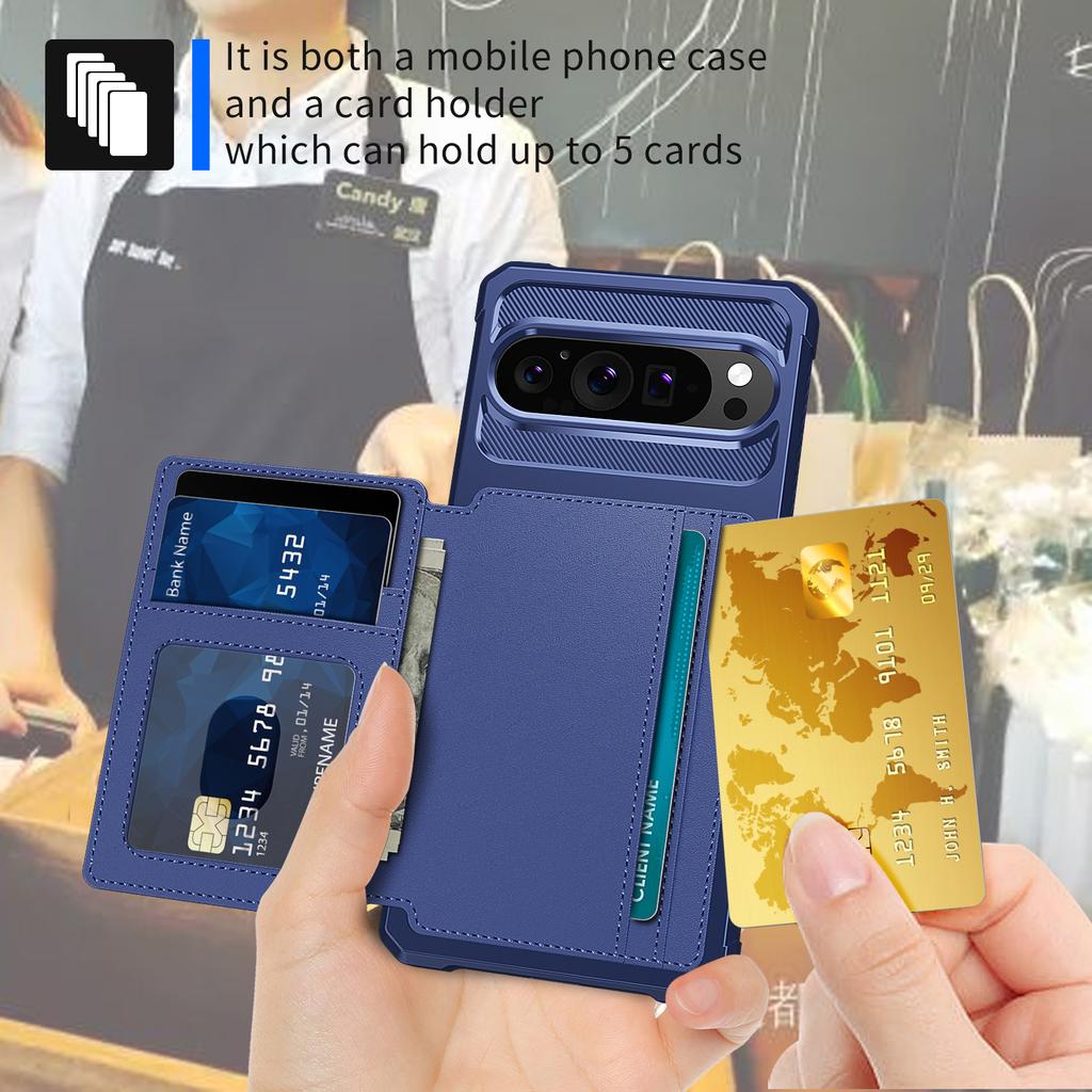 ZM03 For Google Pixel 9 Pro/9 Case with Card Holder PU Leather+TPU Phone Back Cover