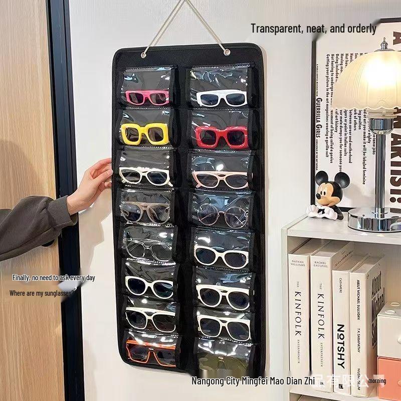 Wandmontierter Filz-Brillenorganizer mit Mehrfachfächern, staubdichtes Design für Myopie-Sonnenbrillen