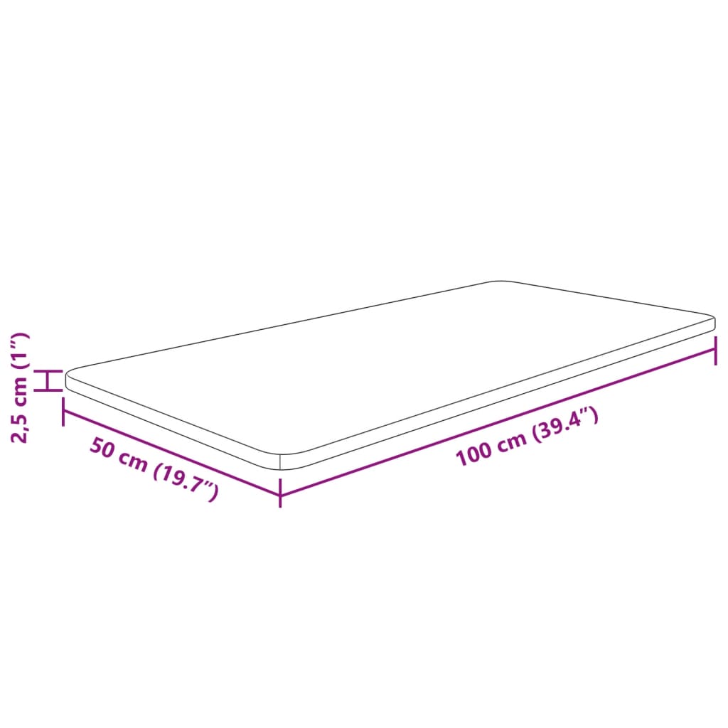 Vidaxl Blat Do Łazienki, 100X50X2,5 Cm, Surowe Lite Drewno