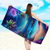 Dreamy Galaxy 2D Flat Printed Peach Skin Beach Towel Starry Night Palm Tree Bath Towel Summer Seaside Vacation Sand Free Blanket