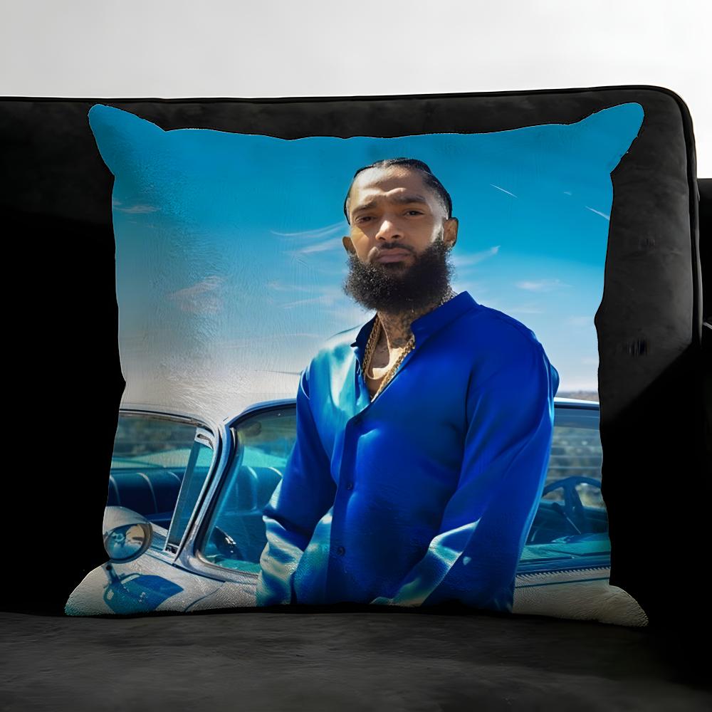 N-Nipsey Husslee Rapper Cushion Cover Pillowcase Ultra Soft Skin Friendly Fabric Cloud Like Comfort & Concealed Zipper