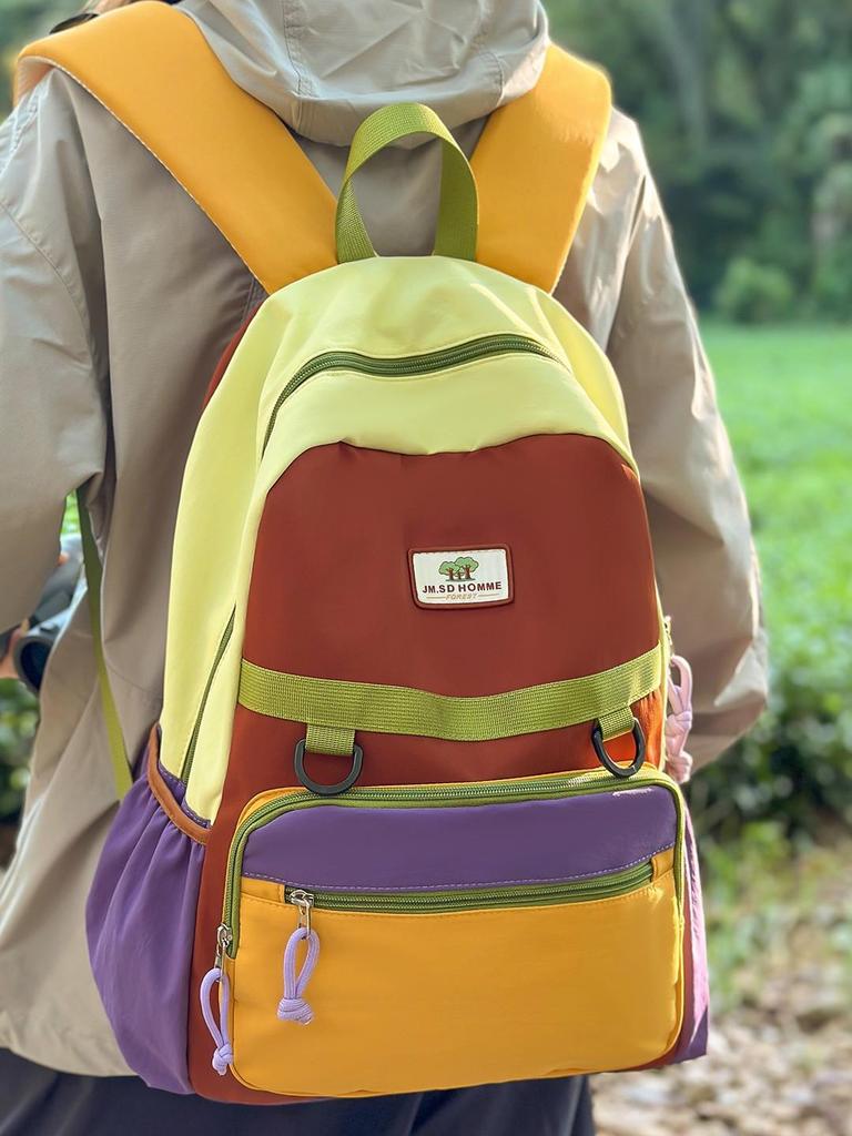 Modny plecak dziecięcy w bloki kolorystyczne - Uroczy i wytrzymały dla chłopców i dziewcząt ze szkoły podstawowej