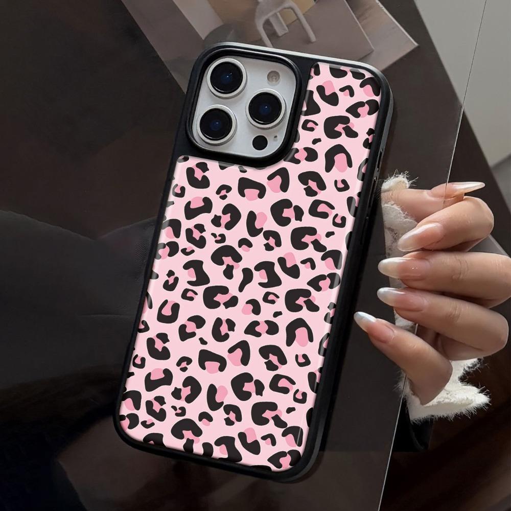 Pink Leopard Print Pattern Phone Case Suitable for iPhone 17 16 15 14 13 12 11 Pro/Max/Plus Anti Drop and Shockproof Back Cover