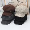 Polka dot button octagonal beret women's autumn and winter new fashion versatile face small literary and casual painter hat