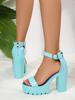 Fashion Hot Platform with Women Pumps Leather Simple Chunky High Heeled Sandals Ankle Strap Fashion Banquet Party Pumps
