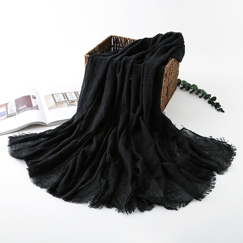 Women Cotton Linen Scarf Autumn Lady Solid Color Long Scarves Soft Thin Plain Shawl Foulard Viscose Wrap Shawls New Summer
