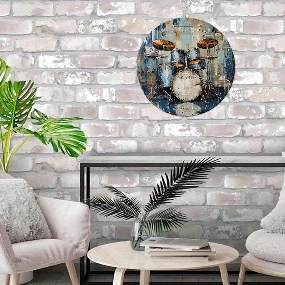 8x8 Inch Drum Set Tin Sign Vintage Metal Wall Decor Weatherproof for Garage Man Cave Bar