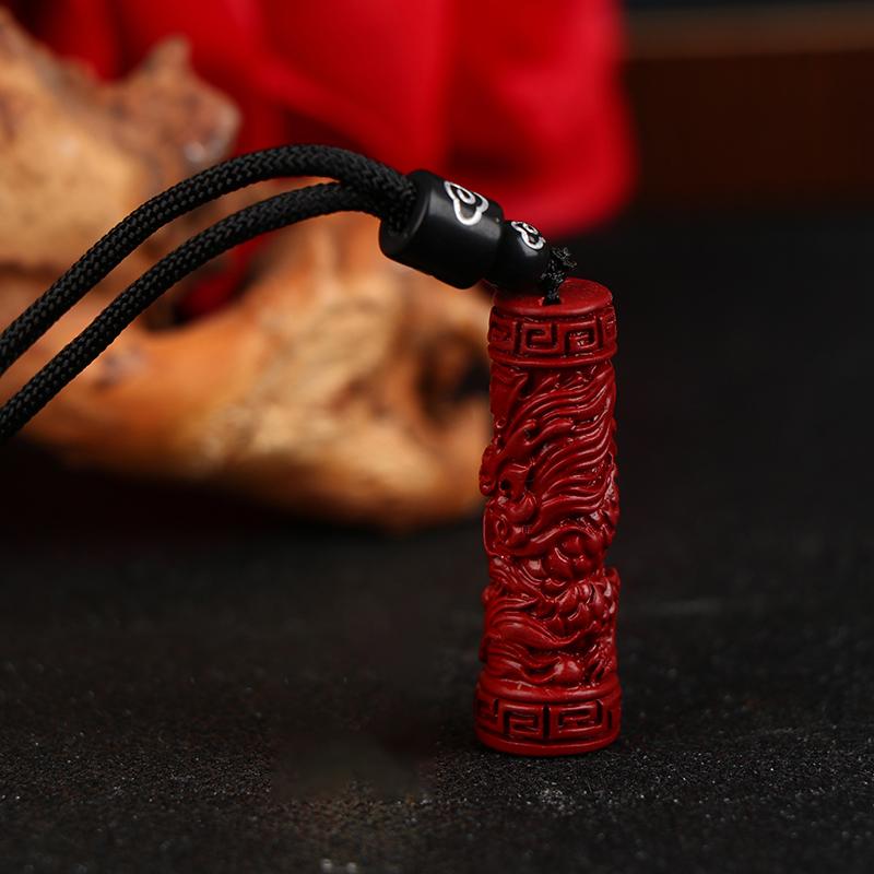 Luxuriöser roter Zinnober Anhänger Chinesisches Tierkreiszeichen Herzsutra Halskette Echter Naturschmuck Damen Accessoires Energie Geschenke