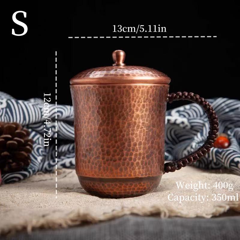 

Винтажная медная кофейная кружка, с крышкой, кружка-тумблер Moscow Mule, утолщенная, с молотковой текстурой, плетёная ручка, 500 мл, пивная кружка, посуда 350-500ml