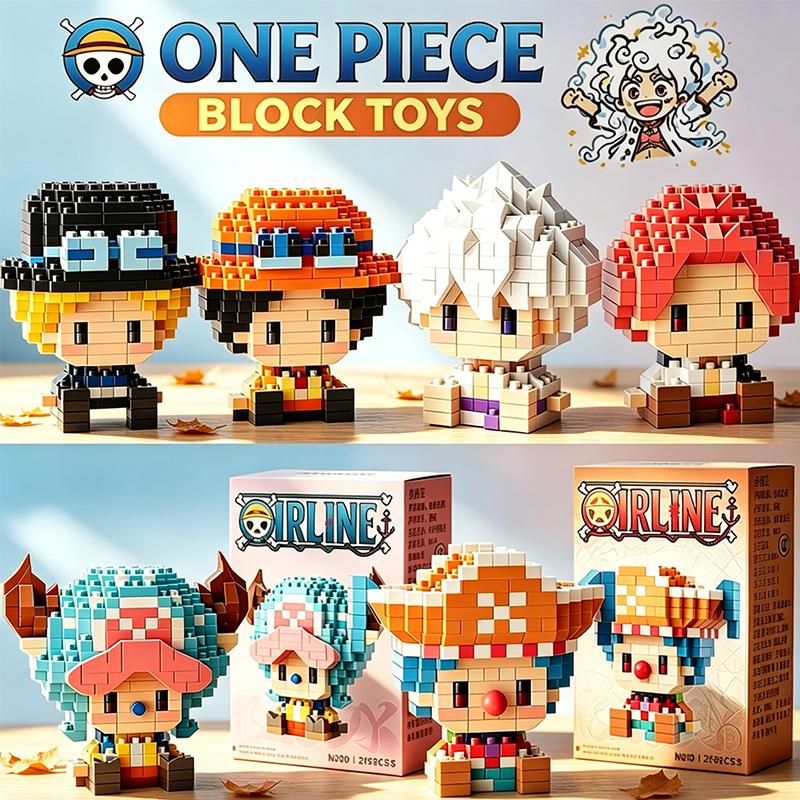 Anime Character Micro Building Blocks Sun God Nika Luffy Zoro Ace Buggy 3D Assembly Mini Bricks Figure Model Toys