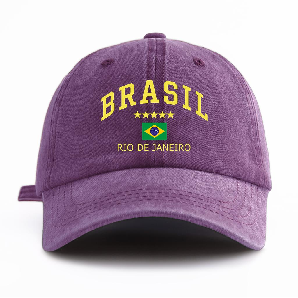 Berretto da Baseball Unisex con Stampa Bandiera Lettere Brasile Lavato Cappello da Papà Retrò Vintage Disponibile in Diversi Colori Retrò Cappello da Sole da Esterno