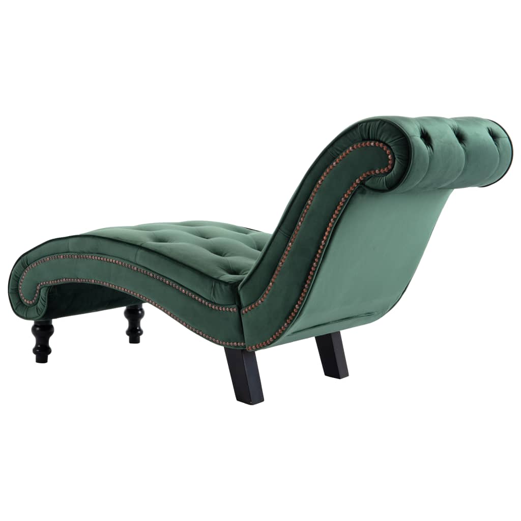 Vidaxl Chaise Longue, Green, Upholstered with Velvet