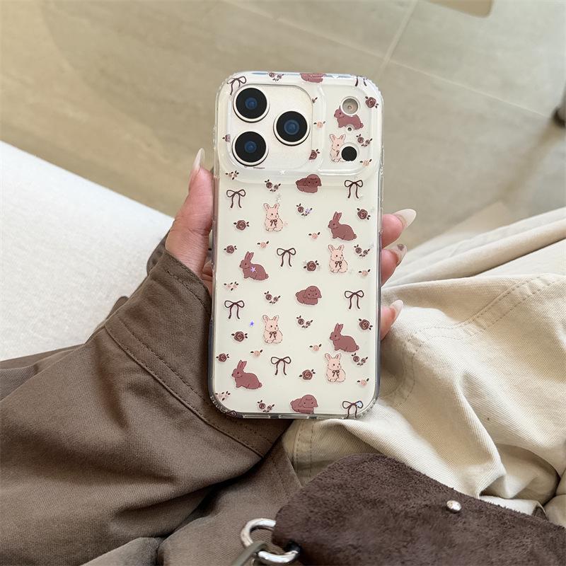 

Brown Bow Plush Rabbit Case for iPhone 17 Pro Max and Apple 16, 15, 14 - Autumn & Winter Edition for Women iPhone 17 Pro Max