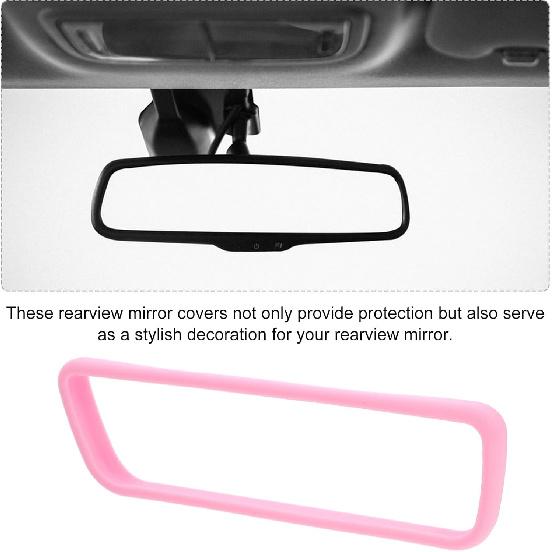 Rearview Mirror Protector Cover Silicone Frame Lightweight Car Rear View Mirror Guard Compatible with Tesla Y Interior 7.08X2.04X0.51 Inches