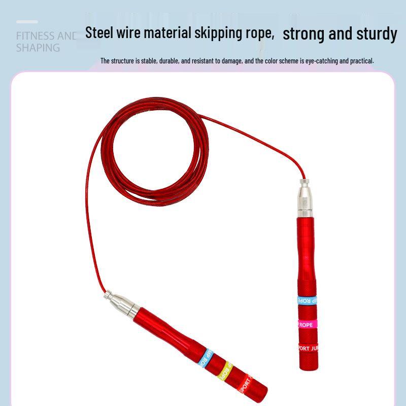 Verstellbares Stahlseil-Springseil mit Metallgriffen für Fitness - Geeignet für Erwachsene & Kinder