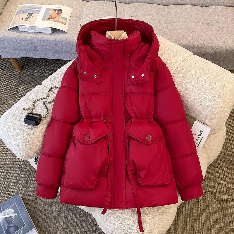 New cotton-padded clothes, new women's bread clothes, winter clothes, small waist thickened casual medium and long coat