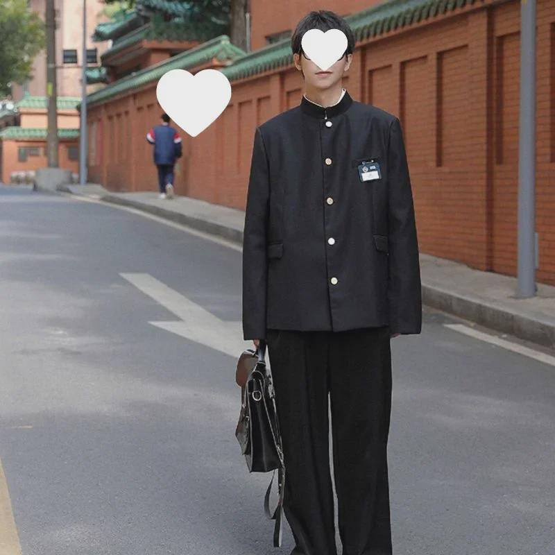 Japanese Style Stand Collar Zhongshan Suit: Men's Casual College Couple's Uniform
