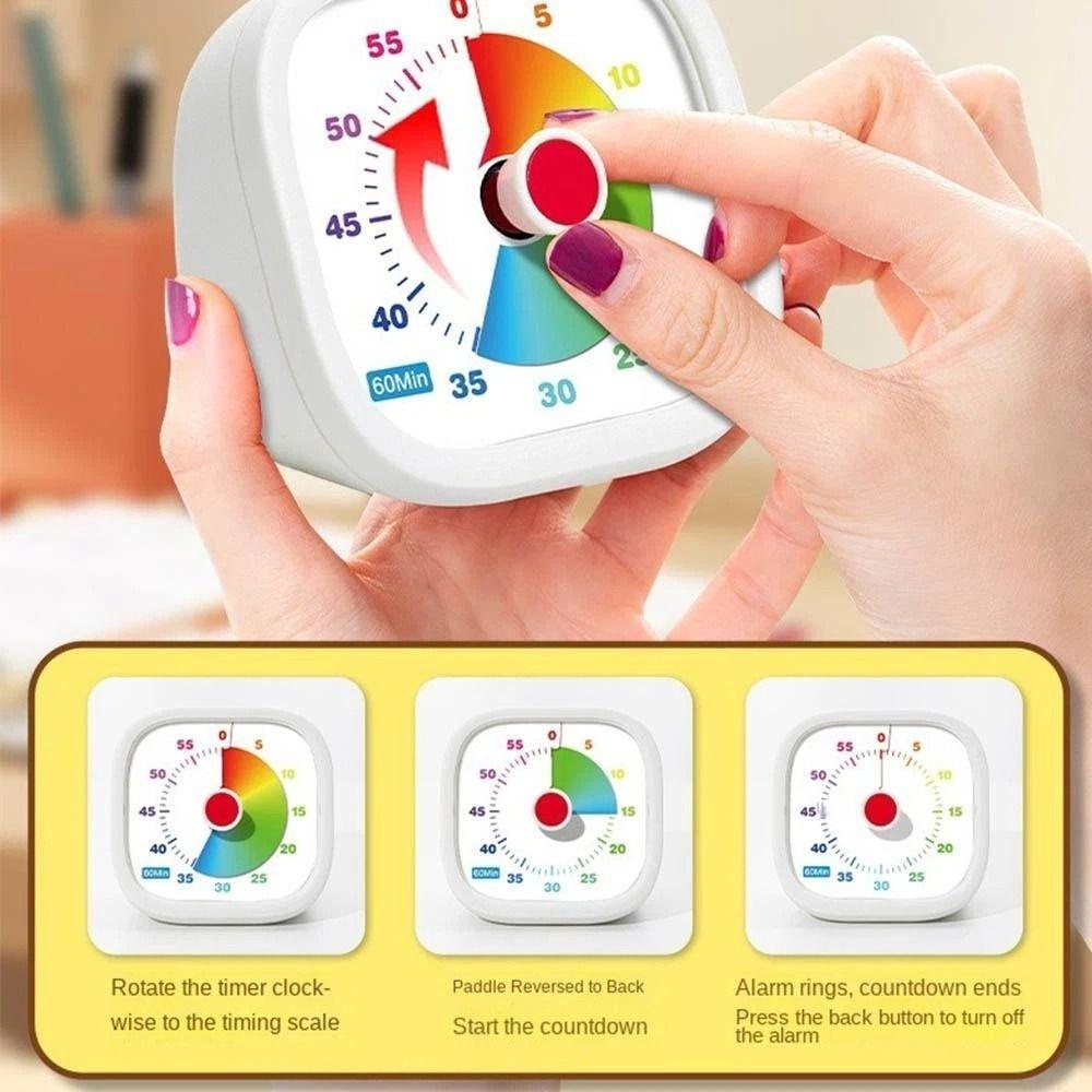 Multifunction 60 Minutes Visual Timer Plastic Durable Classroom Timer Silent Study Tool Countdown Timer Kitchen Cooking