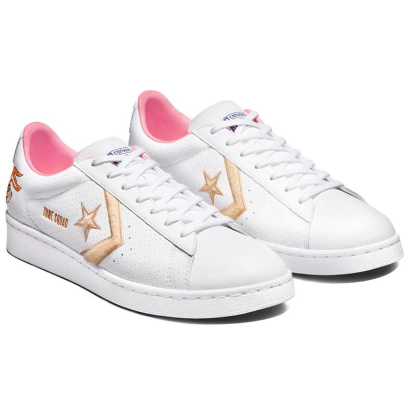 Space Jam X Converse Cons Pro Leather Low "Lola" Air Slam Dunk Collaboration Non-slip and Durable Low-top Unisex Platinum Pink