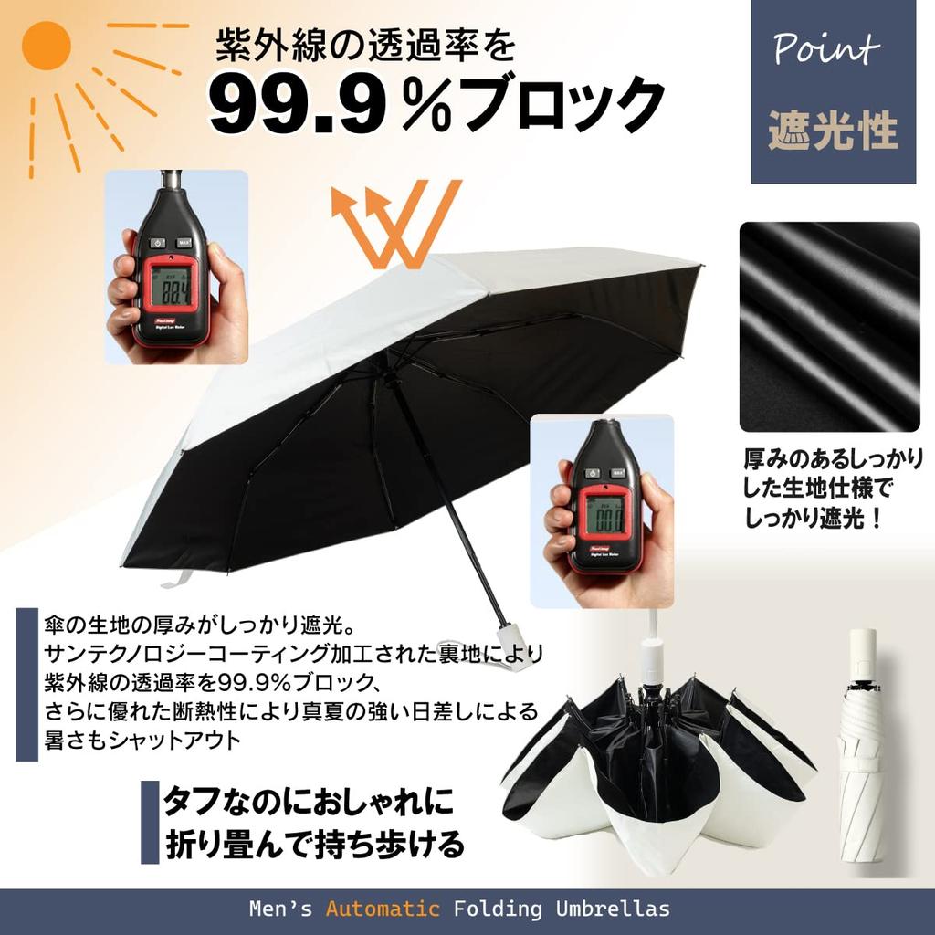 Infinity Folding Parasol for Suitable for Sunny and Rainy UV Super Complete Sun with Storage Bag [Latest] Men, Days, White, Protection, Windproof,