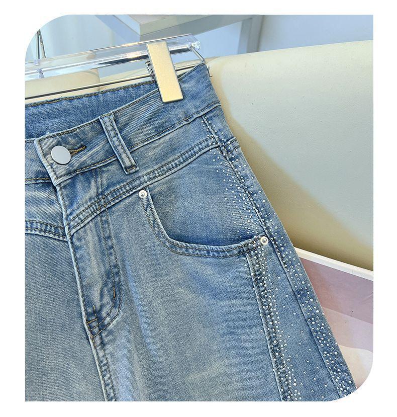 Women's High-Waisted Stretch Bell-Bottom Jeans - Sky Blue Diamond, Spring/Summer 2026
