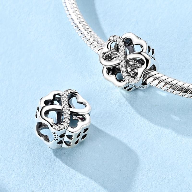 Αυθεντικά Στοιχεία Χαλκός Άπειρη Αιώνια Αγάπη Καρδιά Κρεμαστό Χάντρες Ταιριάζουν Βραχιόλια Χάντρες Για Γυναίκες Δημιουργία Κοσμημάτων DIY Δώρο